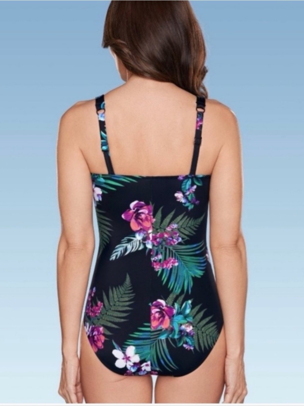Aqua Green Waist Detail Full Coverage Swimsuit - Picture 2 of 3